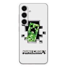 Чехол Майнкрафт на Samsung Galaxy S25 (AlphaPrint) Minecraft (крипер Майнкрафт)