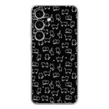 Чехол на тематику: Коты для Samsung Galaxy S25 – Котики на черном