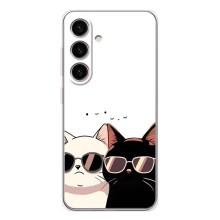 Чехол с рисунком кот на Samsung Galaxy S25 – Коты в очках