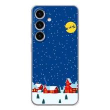 Силіконовий бампер на різдво для Samsung Galaxy S25 (Місто в снігу)