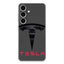 Силіконовий бампер з картинкою машини на Samsung Galaxy S25 (Logo TESLA)
