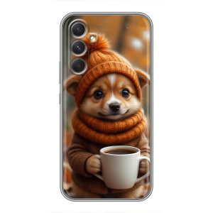 Печатный чехол «Зверята с кофе» для Samsung Galaxy S26 Edge (Собачка с кофе)
