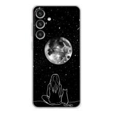 Чехол с рисунком кот на Samsung Galaxy S26 Plus (Девушка с котом)