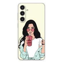 Силиконовый Чехол на Samsung Galaxy S26 Plus с картинкой Стильных Девушек – С напитком