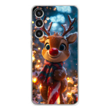 Яркий чехол для Samsung Galaxy S26 Plus с Зимними Оленятами – Олень в шарфе