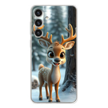 Яркий чехол для Samsung Galaxy S26 Plus с Зимними Оленятами – Оленёнок в лесу