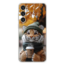 Печатный чехол «Зверята с кофе» для Samsung Galaxy S26 Plus – Тигр с кофе