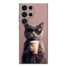 Чохол з принтом стильні тварини для Гелексі С26 Ультра – Кіт з кавою
