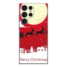Рождественские Чехлы для Samsung Galaxy S26 Ultra (VPrint) (Санта с оленями)