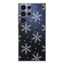Зимние Чехлы для Гелекси С26 Ультра - прозрачный фон (Белые снежинки)