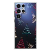 Зимние Чехлы для Гелекси С26 Ультра - прозрачный фон (Рождественские елки)