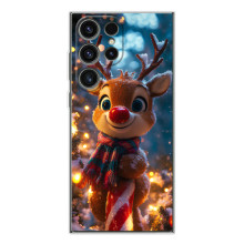 Яркий чехол для Samsung Galaxy S26 Ultra с Зимними Оленятами – Олень в шарфе