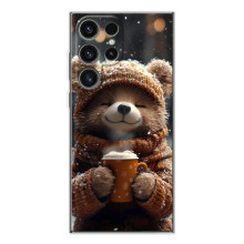 Печатный чехол «Зверята с кофе» для Samsung Galaxy S26 Ultra – Мишка с кофе
