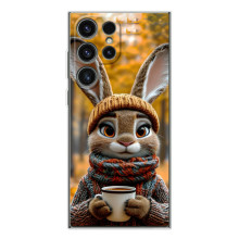 Печатный чехол «Зверята с кофе» для Samsung Galaxy S26 Ultra – Зайчик с кофе