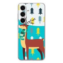 Силиконовый бампер с картинкой животных для Samsung Galaxy S26 (Олень с шарфом)