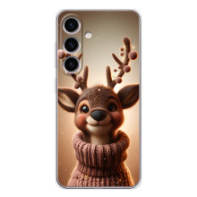 Яркий чехол для Samsung Galaxy S26 с Зимними Оленятами – Олень в свитере