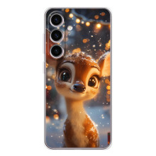 Яркий чехол для Samsung Galaxy S26 с Зимними Оленятами – Оленёнок среди гирлянд