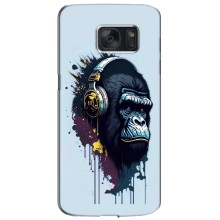 Чехол с Обезьянами Samsung Galaxy S7 / G930 - (AlphaPrint) – Горилла в наушниках