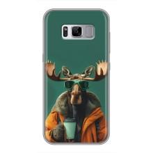 Чехол с принтом стильные животные для Самсунг Галакси С8 Плюс G955 – Лось с кофе