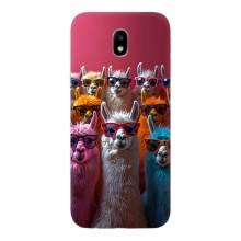 Чохол з принтом стильні тварини для Самсунг J7 2017, J7 европейська версія – Лами в окулярах