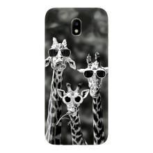 Силиконовый чехол с КАРТИНКАМИ лето для Samsung Galaxy J7 2017 (J730F европейская версия) (AlphaPrint) – Жирафы в очках