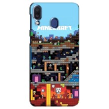 Чохол Майнкрафт на Samsung Galaxy M20 (M205) (AlphaPrint) Minecraft (фон Minecraft)