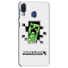 Чохол Майнкрафт на Samsung Galaxy M20 (M205) (AlphaPrint) Minecraft (кріпер Майнкрафт)