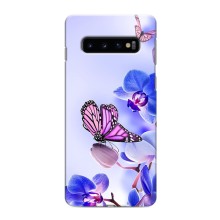 Чехлы с Цветами для Samsung Galaxy S10e (VPrint) (Бабочка на цветочке)