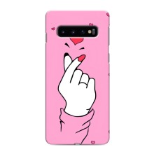 Чехол с принтом для Samsung Galaxy S10e (AlphaPrint - Знак сердечка) – Знак Love