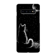 Чехол с принтом для Samsung Galaxy S10e (AlphaPrint) Модные коты – Котик и луна