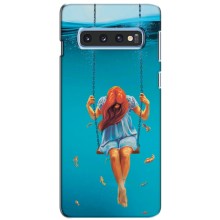 Чехол Стильные девушки на Samsung Galaxy S10e (Девушка на качели)