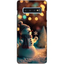 Чехлы на Новый Год Samsung Galaxy s10 Plus (Снеговик праздничный)