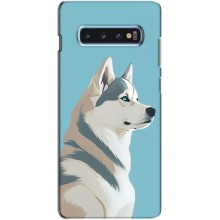 Чехол с Хаски для Samsung s10 Plus - (AlphaPrint) (Хаски арт)