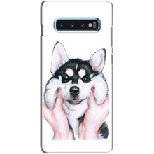 Чехол с Хаски для Samsung s10 Plus - (AlphaPrint) (Хаски улыбака)