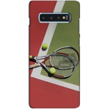 Чехлы с принтом Спортивная тематика для Samsung s10 Plus (Ракетки теннис)