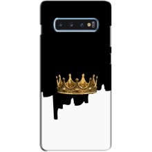 Чехол (Корона на чёрном фоне) для Самсунг С10 Плюс (Золотая корона)