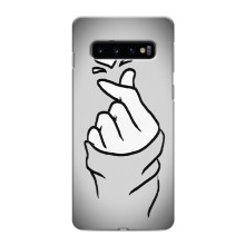 Чехол с принтом для Samsung Galaxy s10 Plus (AlphaPrint - Знак сердечка) – Значок Love