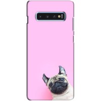 Бампер для Samsung s10 Plus с картинкой "Песики" (Собака на розовом)