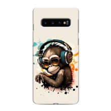 Чехол с Обезьянами Samsung Galaxy s10 Plus - (AlphaPrint) (Макака в наушниках)