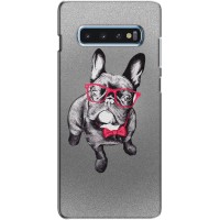 Чехол (ТПУ) Милые собачки для Samsung s10 Plus – Бульдог в очках