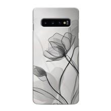 Чохол з квітковим принтом на Самсунґ Ґелексі S10 Плюс – Чорні квіти