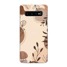 Чохол з квітковим принтом на Самсунґ Ґелексі S10 Плюс – Коричневі квіти