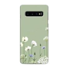 Чохол з квітковим принтом на Самсунґ Ґелексі S10 Плюс – Квіти на зеленому