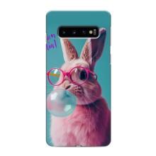 Чехол с принтом стильные животные для Самсунг С10 Плюс – Кролик в очках