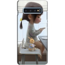 Девчачий Чехол для Samsung s10 Plus (Девочка с игрушкой)
