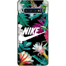 Силіконовый Чохол на Samsung Galaxy s10 Plus з картинкою НАЙК – Квітковий Nike