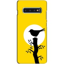 Силиконовый чехол с птичкой на Samsung s10 Plus