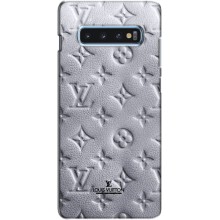 Текстурный Чехол Louis Vuitton для Самсунг С10 Плюс (Белый ЛВ)