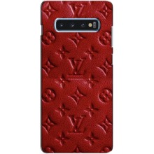 Текстурный Чехол Louis Vuitton для Самсунг С10 Плюс (Красный ЛВ)