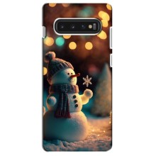 Чехлы на Новый Год Samsung Galaxy S10 (Снеговик праздничный)
